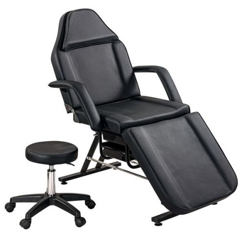 Massage Salon Tattoo Chair with Two Trays Esthetician Bed with Hydraulic Stool, Multi-Purpose 3-Section Facial Bed Table Massage Salon Tattoo Chair with Two Trays Esthetician Bed with Hydraulic Stool, Multi-Purpose 3-Section Facial Bed Table