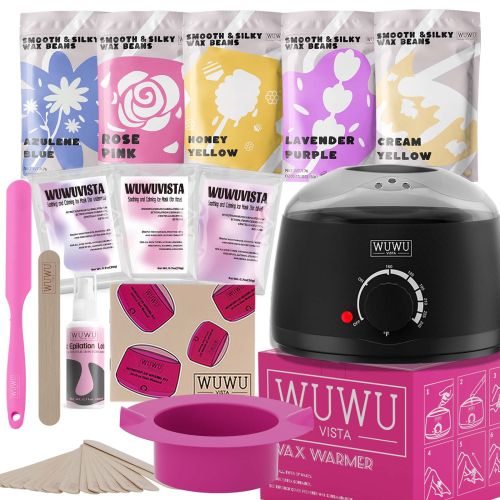 Waxing Kit WUWUVISTA 23 Items Hair Removal Wax Kit With Wax Warmer Waxing Beads For Face, Brazilian, Full Body, Bikini, Sensitiive Skin  Skin Sui